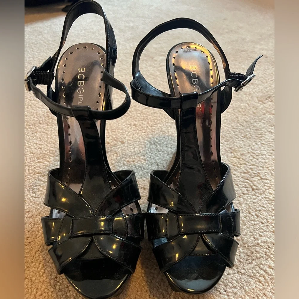 BCBG Elegant Black Strappy Heels - Picture 2 of 4